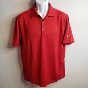 Nike Golf Men's Dri-Fit Polo Shirt Stitched Swoosh Size Medium Red Sport / A268